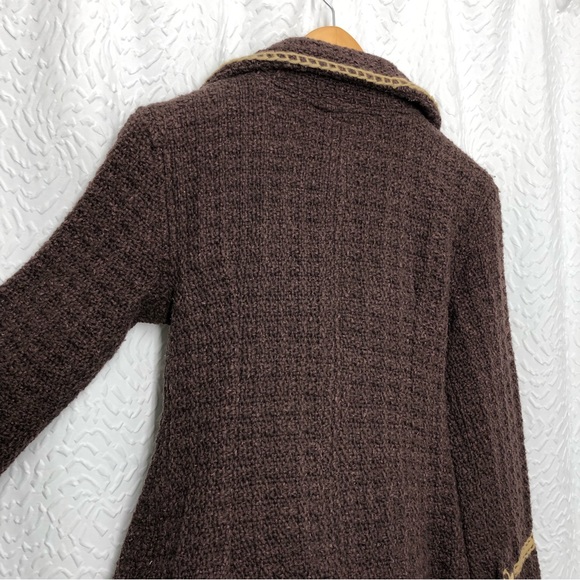 Las Americas Two Tone Brown Wool Blend Button Closure Blazer Suit Jacket Small - Picture 5 of 15